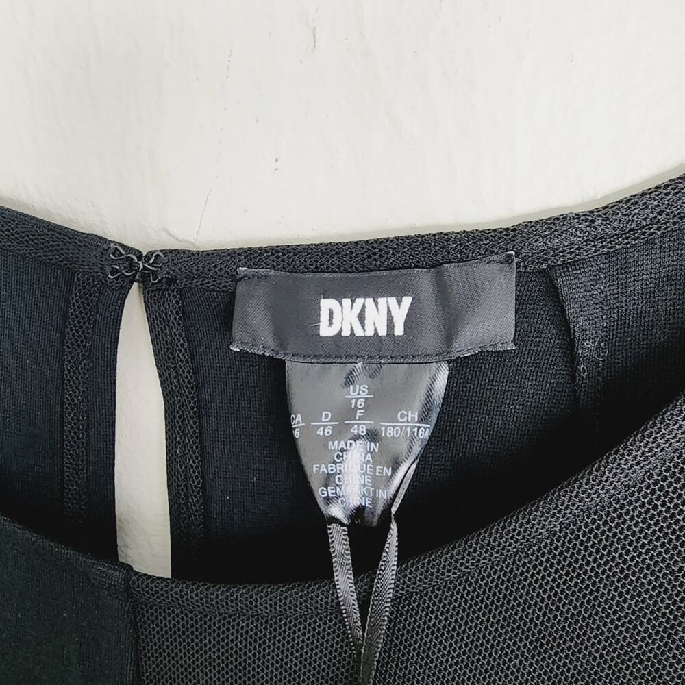 NWT DKNY Black Knit Mesh Sleeveless Sheath Dress Plus Size 16 LBD Professional - Picture 5 of 9